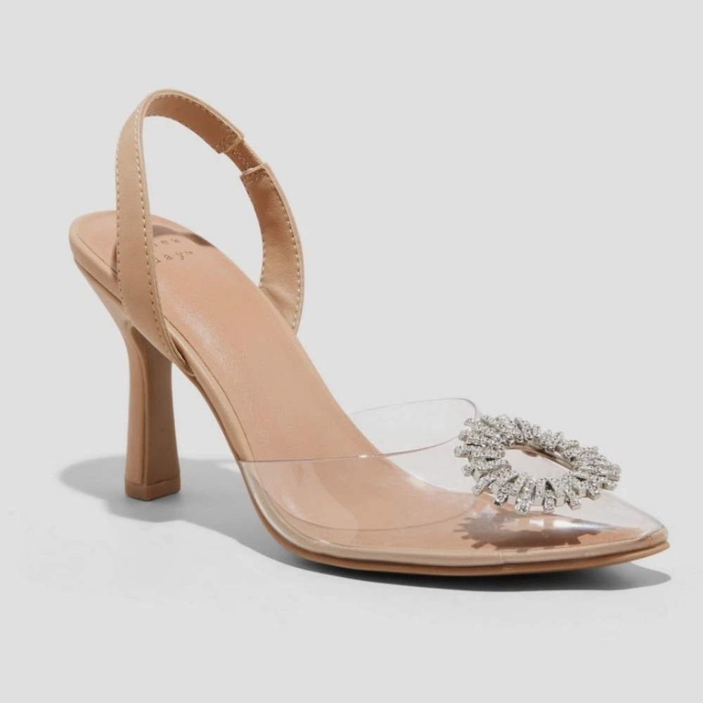 Embellished Clear Sling Back Heels